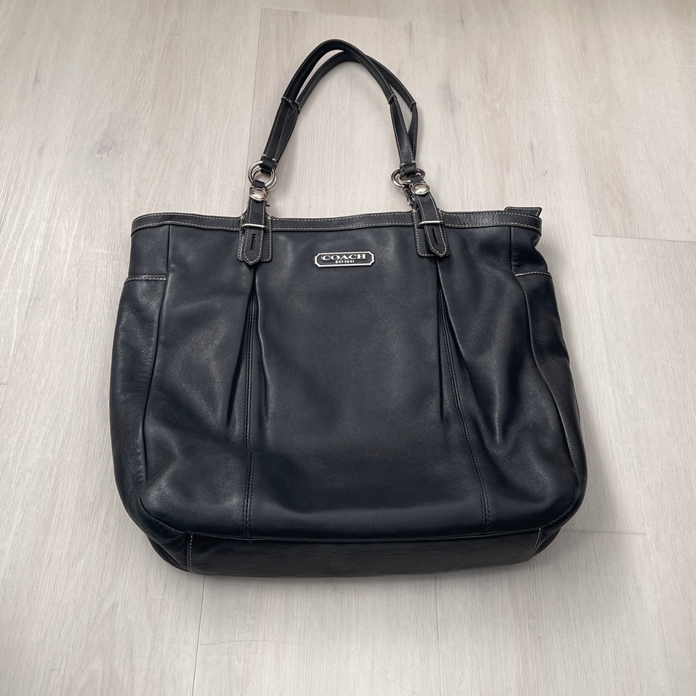 Black leather Coach handbag